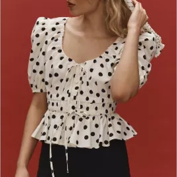 Anthropologie Tops - Anthropologie | MAEVE PUFF-SLEEVE PEPLUM TOP | Medium | NWT